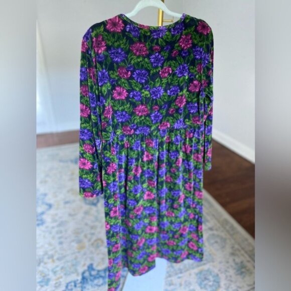 VTG Velvet Dress Floral Boho Quiet Luxury Cottagecore Hanes Spring Fall Winter - Picture 3 of 9